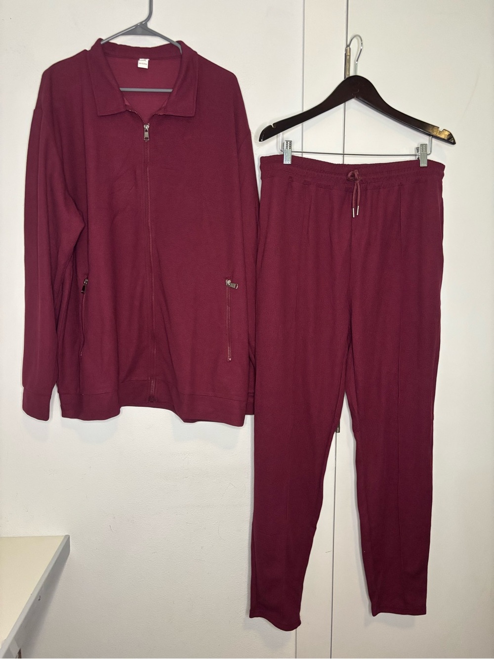 AMAZON NWOT BURGANDY PLUM JACKET & SWEAT MATCHING SET SZ XXXL